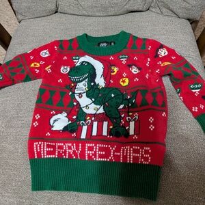 Red and Green Dinosaur Christmas Sweater